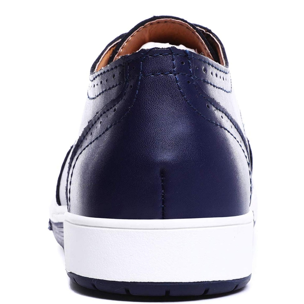 Mens Lace Up Rubber Sole Leather Wingtip Oxfords - Picture 4 of 5